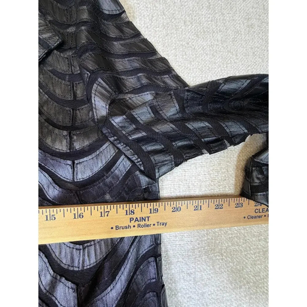 IC by Connie K Women Small Black Sheer 3/4 Sleeve Open Front Artsy Jacket